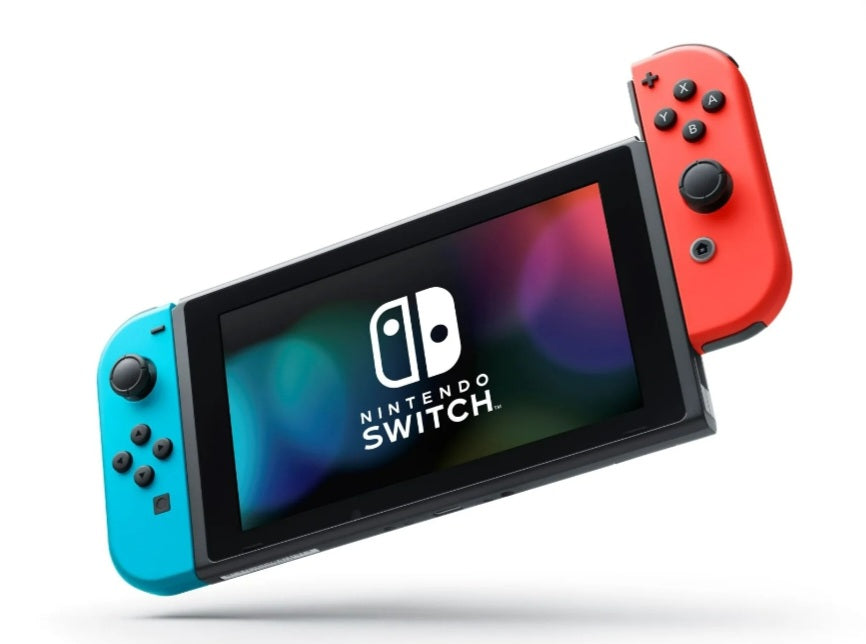Nintendo HADSKABAH Switch with Neon Blue
and Neon Red JoyCon